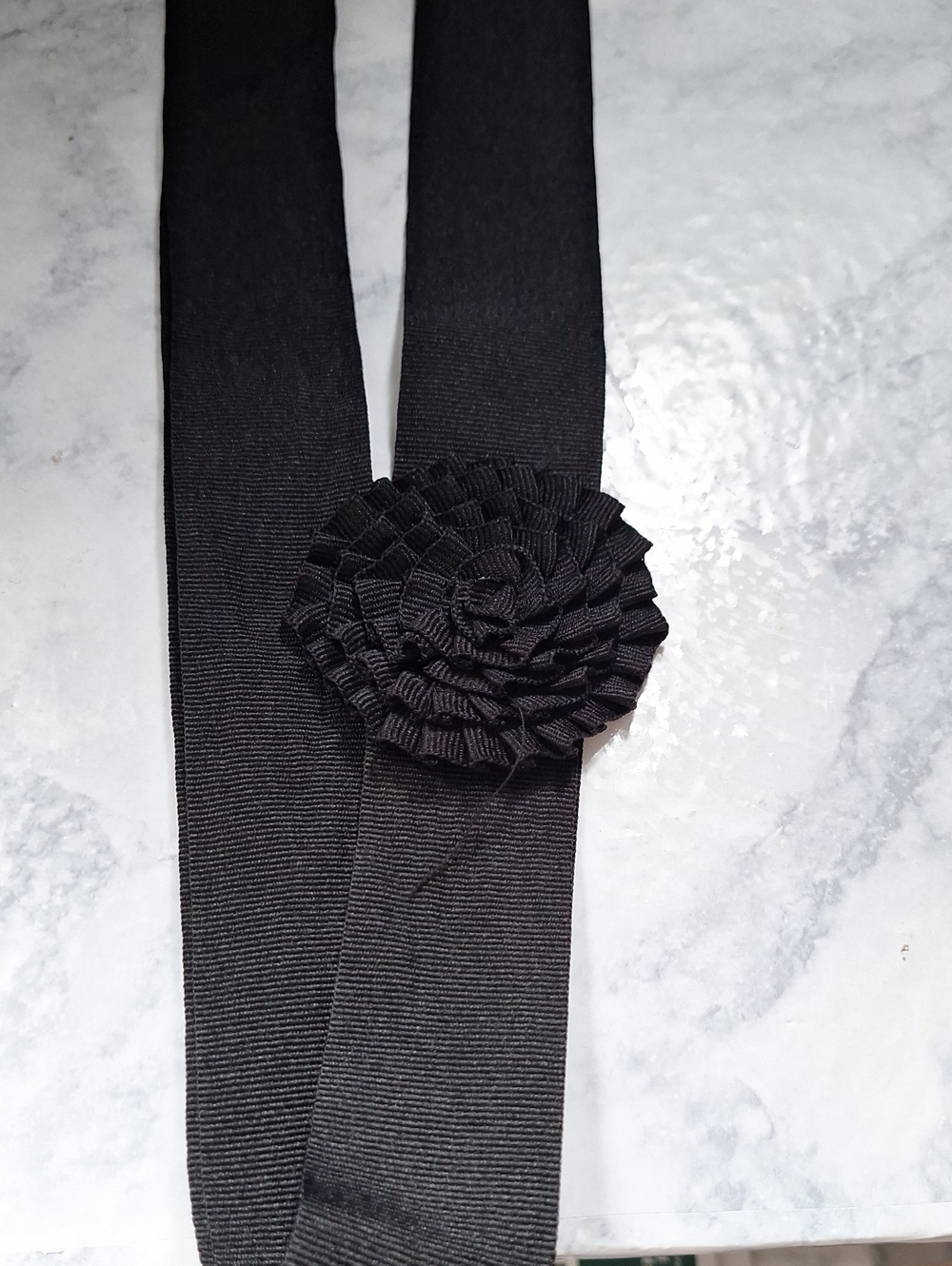 Black Floral Ribbon Waist Belt - Women Accessories